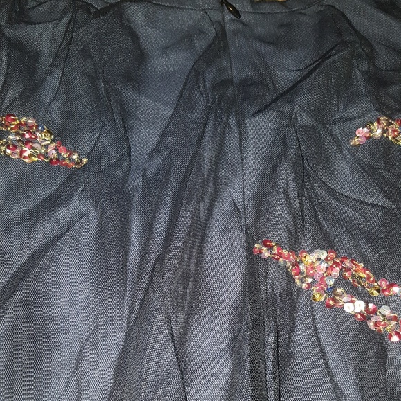 NEW French Connection Tulle Midi Skirt 4 Black holiday party flow sparkly sequin - Picture 4 of 6